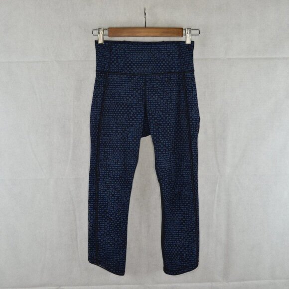 lululemon Deep Breath Crops Size 4 in Shatter Weave Desert Teal & Alberta Lake - Picture 2 of 4